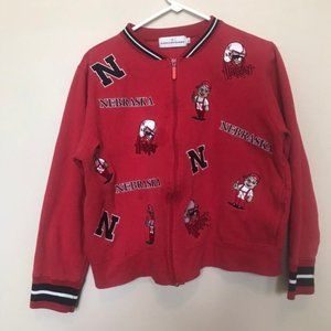 UNL Husker Nebraska Patchwork Zip Jacket Red